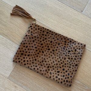 Clutch Calf Hair Pouch Zip Handbag